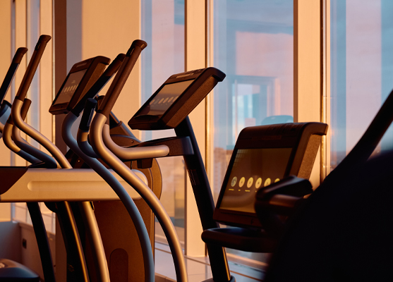 Fitness equipment close up of ellipticals